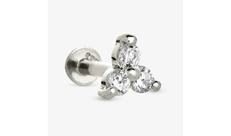 Revere Sterling Silver Cubic Zirconia Flatback Earring