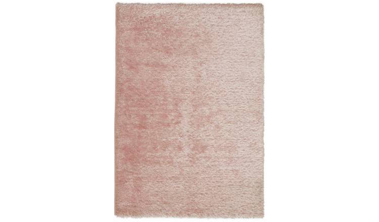  Habitat Luxury Plain Shaggy Rug - 160x230cm - Blush Pink