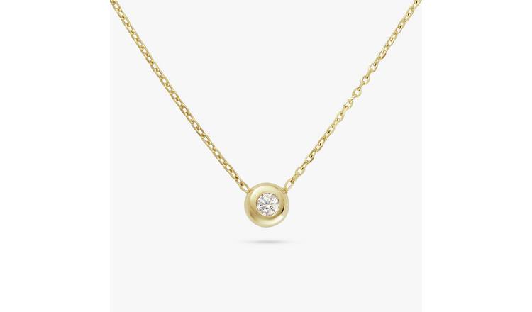 Revere 9ct Gold Plated Silver Single Round Pendant Necklace