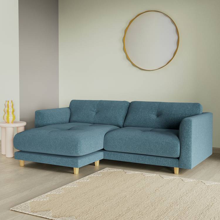 Habitat Emely Reversible Chaise Sofa - Blue - Ash Leg 0