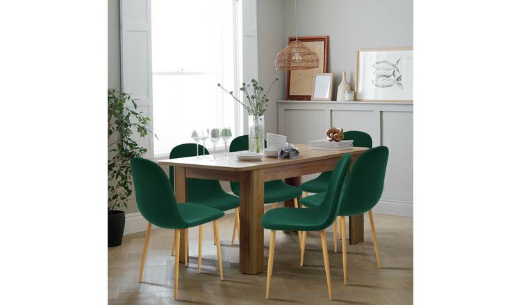 Argos Home Miami Extending Table & 4 Beni Green Chairs