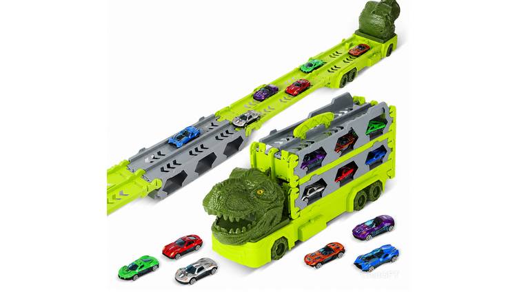 deAO Dinosaur Race Track Truck Toy Set - Green