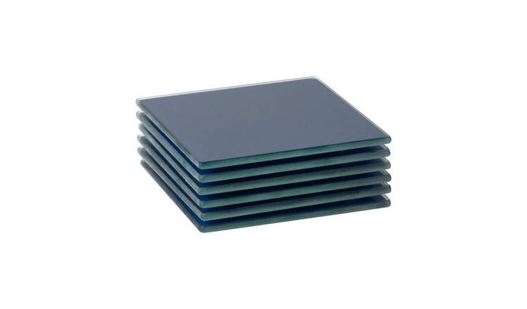 Harbour Housewares Glass Square Coasters - Hague Blue - Pack of 6