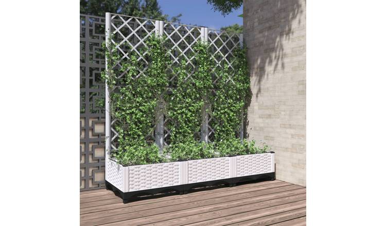 Walplus Polypropylene Garden Planter - White - 120 x 40 x 121.5 cm