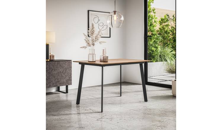 Furniture Online Haydon Black Legs 4-6 Seater Dining Table - Oak