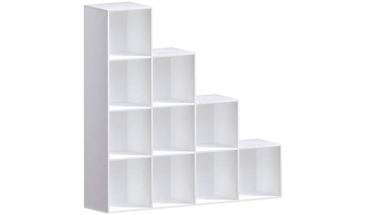 Vida Designs Durham 10 Cube Storage Stair Unit with 5 Grey Baskets - white