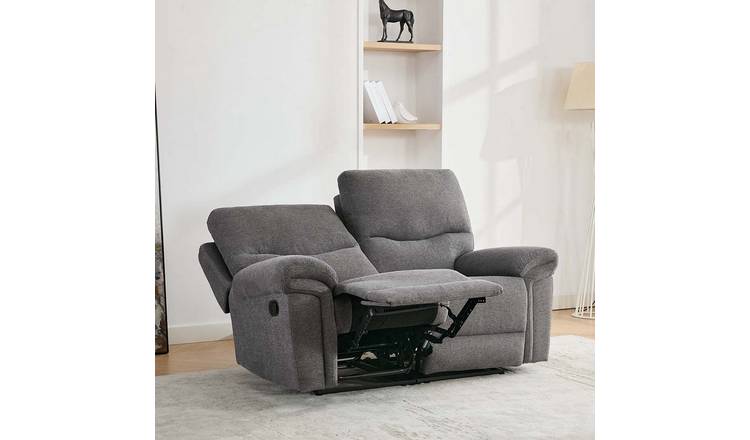 Furniture Online Fosse Manual Recliner 2 Seater Linen Sofa – Dark Grey