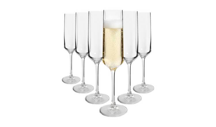 Argon Tableware Soho Crystal Champagne Flutes - 210ml - Pack of 6