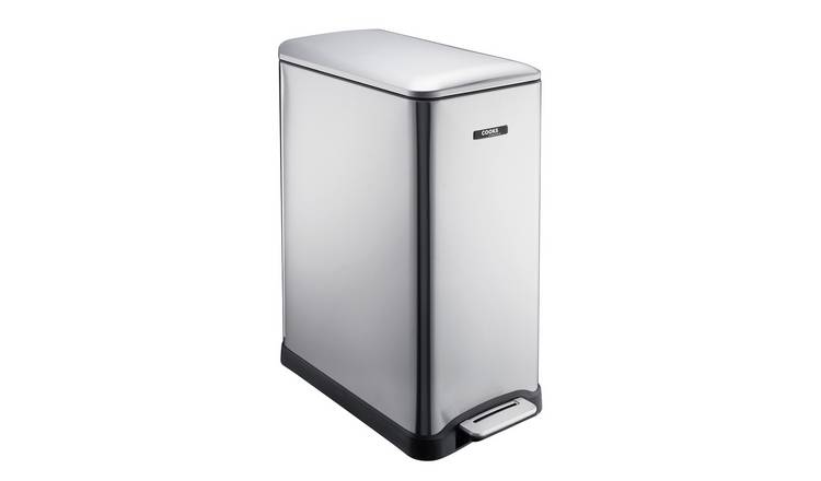 Cooks Professional 50L Slimline Pedal Recycling Bin Dual Compartment - Silver