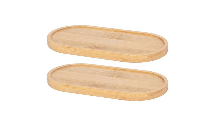 Harbour Housewares Bamboo Soap Dispenser Trays - Brown - Pack of 2