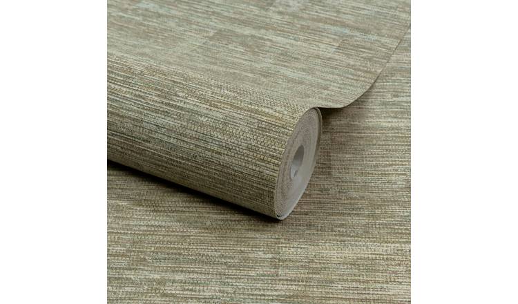 Grandeco Boutique Johor Fabric Stripe Embossed Wallpaper - Sage Green