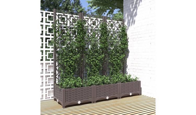 Walplus Polypropylene Garden Planter - Brown - 120 x 40 x 121.5 cm