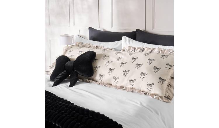 OHS Frill Edge Bolster Pillow - Mono Bow