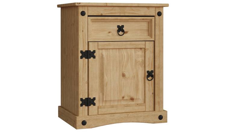 Vida Designs Corona 1 Drawer 1 Door Bedside Cabinet - Pine