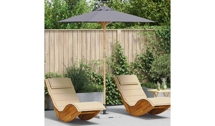 Walplus Round Garden Parasol - Dark Grey - 217 x 217 x 230 cm