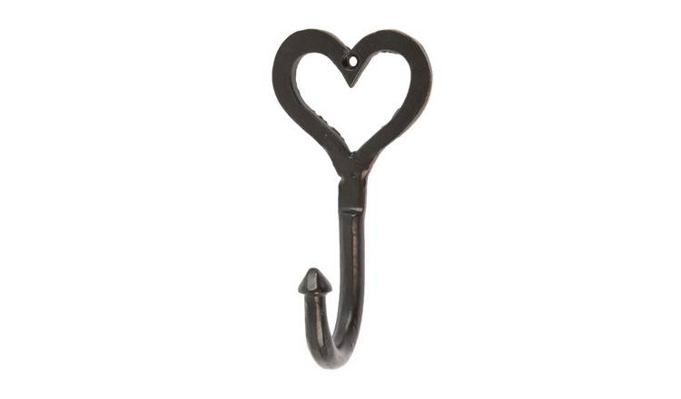 Hammer & Tongs Single Heart Hook - Black