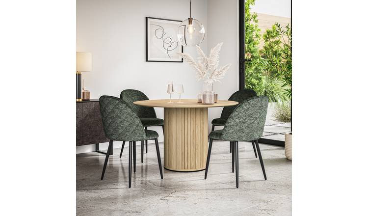 Furniture Online Arlo Raye Oak Top w Oak Legs Dining Table & 6 Grey Chairs