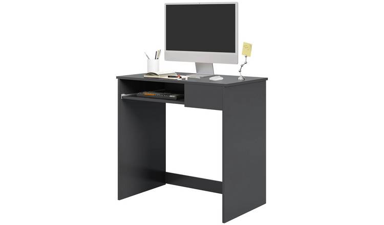 HOMCOM Wooden Office Desk with Keyboard Tray - Grey