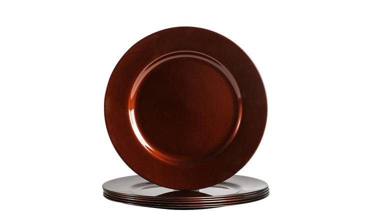 Argon Tableware Metallic Charger Plates - Dark Red - Set of 6