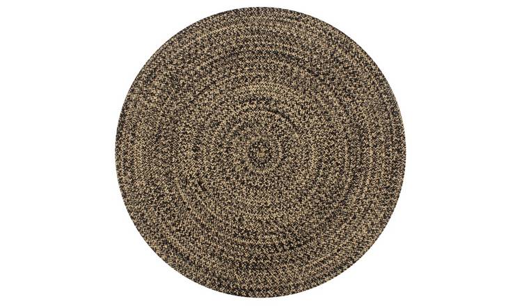 Walplus Jute Rug - Black and Natural - 150 cm