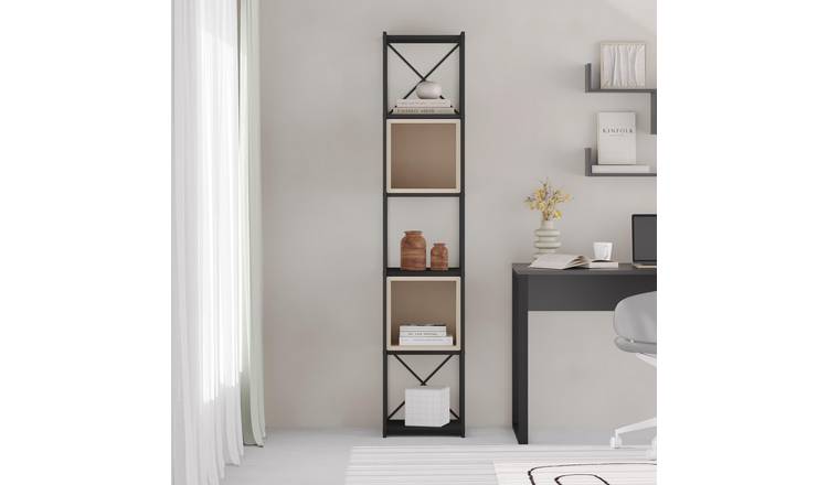 Decortie Vale Mini Particleboard Shelving Unit - Black Ash, Sandstone