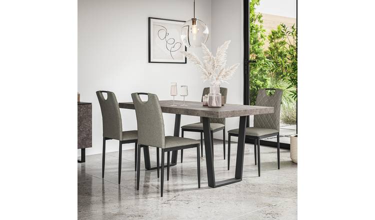 Furniture Online Aria Monza Concrete Effect Dining Table & 4 Grey Chairs