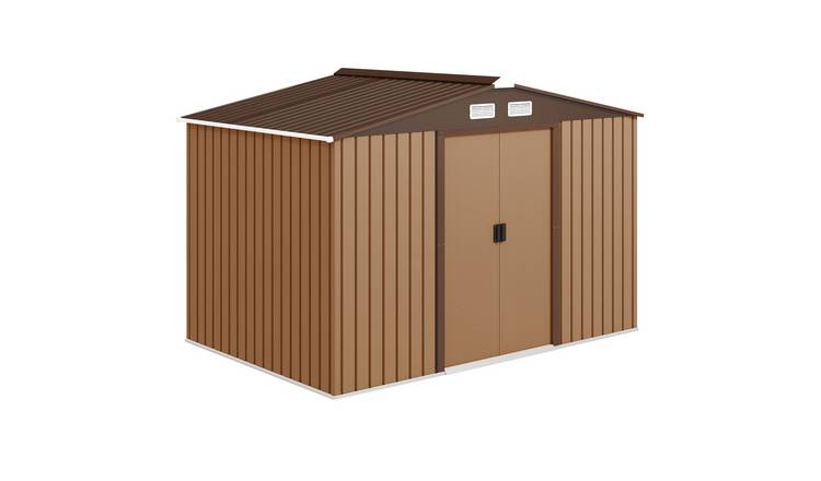 Outsunny Metal Garden Shed with Ventilation Slots and Foundation Kit - Brown