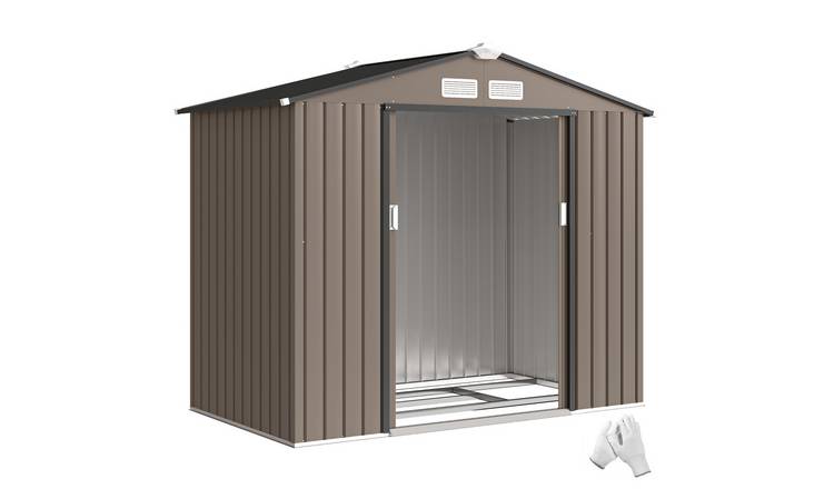 Outsunny Metal Waterproof Garden Shed for Patio Lawn with Vents - Brown