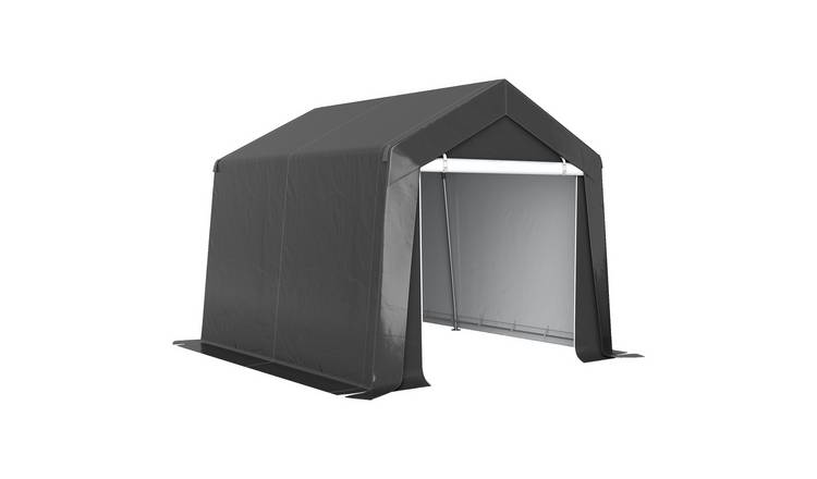 Outsunny Galvanised Steel Portable Garden Storage Tent - Dark Grey