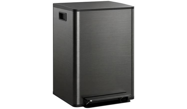 HOMCOM 2 x 30L Double Kitchen Bin Pedal Bin with Soft-close Lid - Black