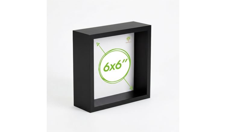 Nicola Spring 3D Deep Box Photo Frame - 6x6" - Black