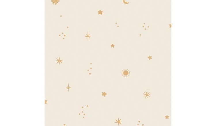 Grandeco Dudley Night Sky Stars Nursery Textured Wallpaper - Cream