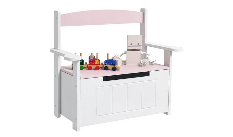 AIYAPLAY 2 in 1 Wooden Toy Box Lid Toy Storage Organiser - Pink
