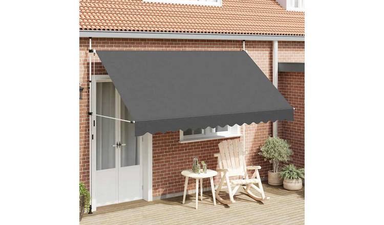 Walplus Manual Polyester Retractable Awning - Anthracite - 350 x 120 cm