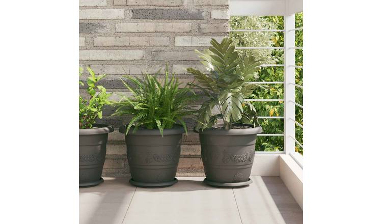 Walplus Pack of 24 Plastic Plant Pot - Black - 30 x 30 x 25 cm