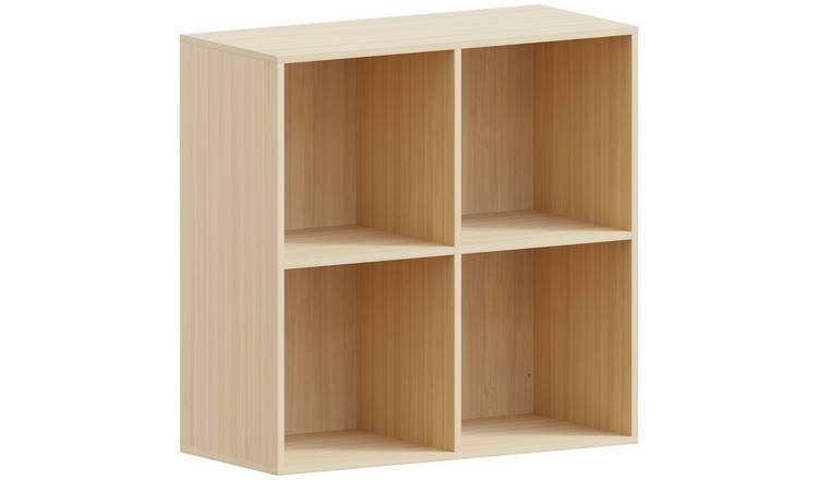 Vida Designs Durham 4 Cube Storage Unit with 2 White Baskets - Pine