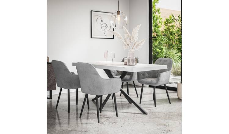 Furniture Online Donni Anika Marble Effect Dining Table & 4 Grey Chairs