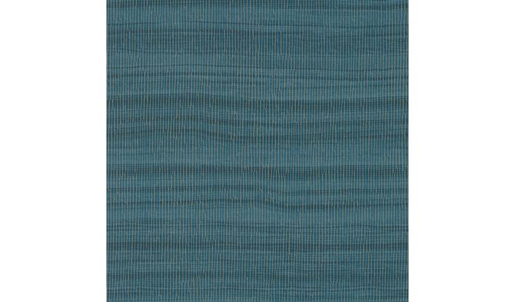 Grandeco Boutique Zebrano Metallic Wave Embossed Wallpaper - Blue