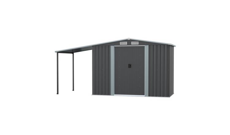 Living and Home Plastic Garden Storage Shed 4 x 8ft - Grey