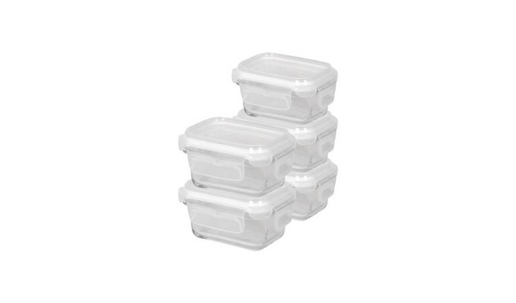 Harbour Housewares Glass Containers with Lids - Pack of 5 - 10.5 x 4.5cm