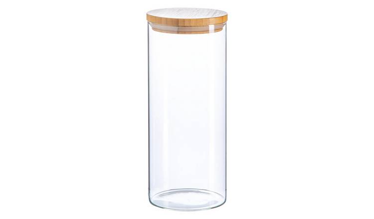 Argon Tableware Scandi Glass Storage Jar with Wooden Lid