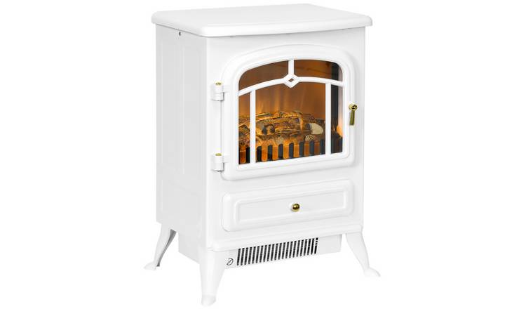 HOMCOM Wooden Portable Freestanding Electric Fireplace - White