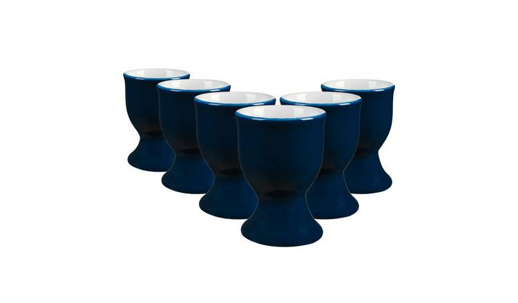 Argon Tableware Coloured Ceramic Egg Cups - 5cm - Navy - Pack of 6