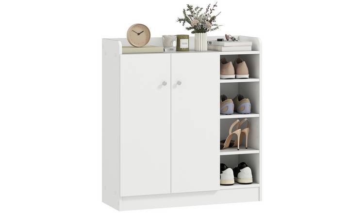 HOMCOM Shoe Storage Cabinet with 4 Shelves - White