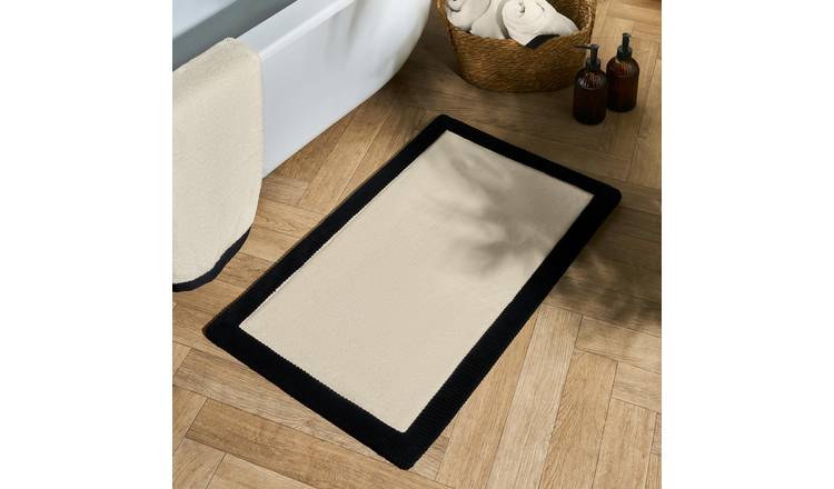 OHS Contrast Border Bath Mat - 45 x 75cm - Mono