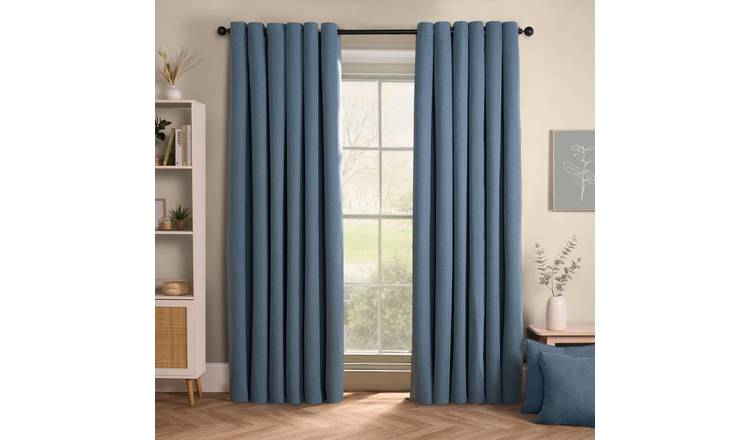 OHS Woven Texture Blackout Curtains - 168 x 137cm - Blue
