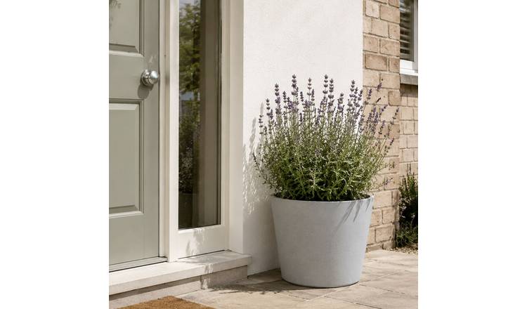 Fargro Home and Garden 30L Polystone Bucket Round Planter Pot - Light Grey