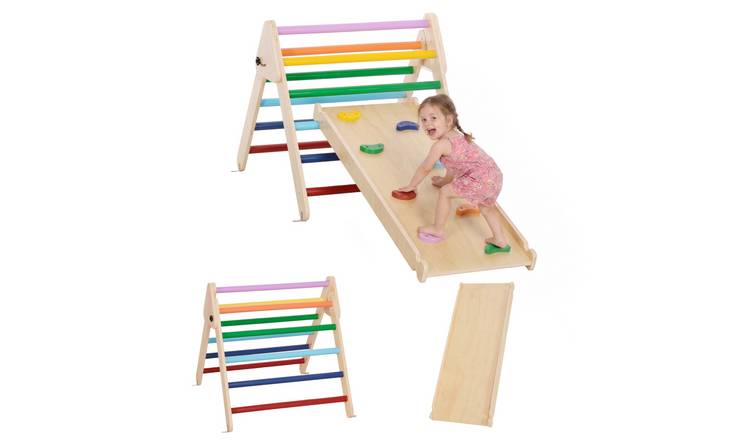 AIYAPLAY 3 in 1 Ramp Triangle Set Kids Climbing Frame - Multicoloured