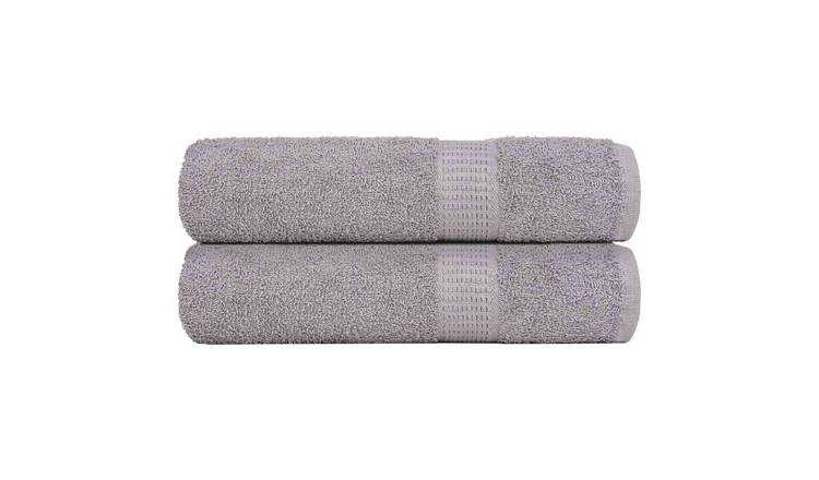 Walplus Pack of 2 Cotton Hand Towels - Grey - 50 x 100 cm