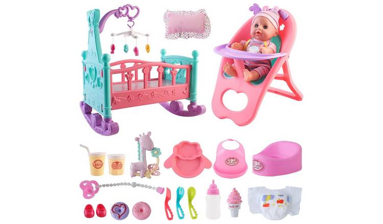 deAO Baby Doll Toy Play Set with Accessories - Pink